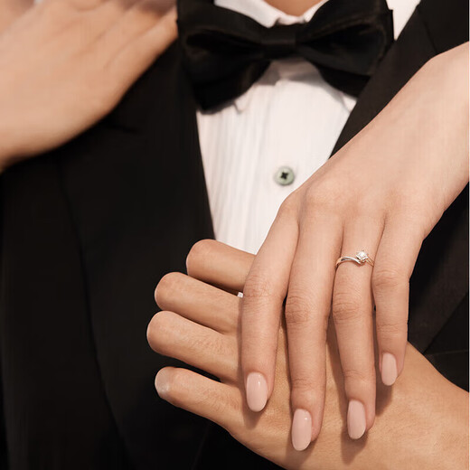 DR Proposal Diamond Ring K Gold/Platinum Au750 Classic First Snow Kiss Wedding Moissanite Ring Valentine's Day Gift 50 Points Moissanite PT950 Live (Size Adjustable)