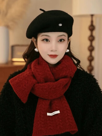 Xiaohongshu's popular 2024 new autumn and winter warm and elegant fashionable little painter's hat beret Ancora red woolen beret one size