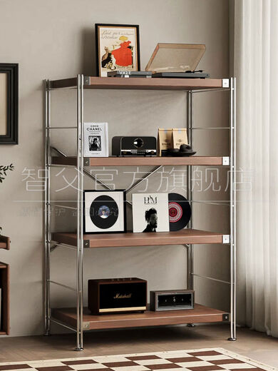 Fantasy Japanese-style storage rack floor-standing multi-layer medieval storage rack kitchen balcony storage room small shelf living room display 6-layer walnut color 90x31x190