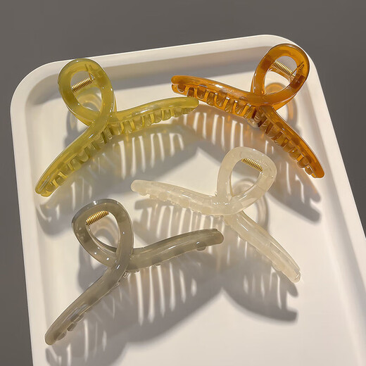 Jelly Color 11CM Cross Clip Temperament Hair Clip Simple Shark Clip Bath Hair Clip Headwear Women Jelly Coffee 11CM