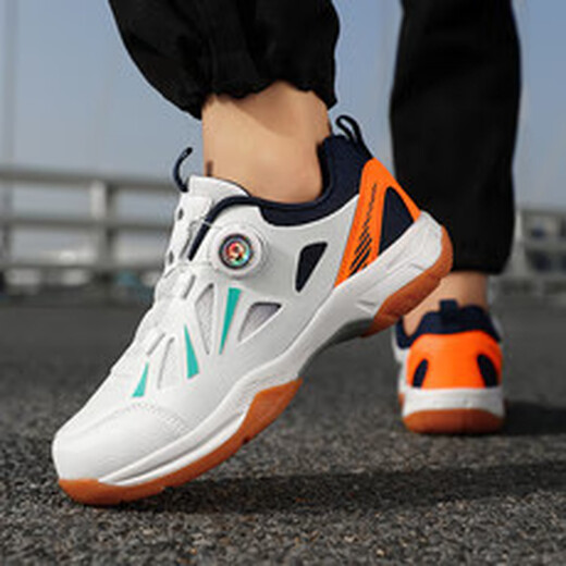 MOJY brand badminton shoes for men and women with swivel buckle breathable mesh tendon bottom anti-slip shock-absorbing tennis shoes competition training shoes Baihulan 37