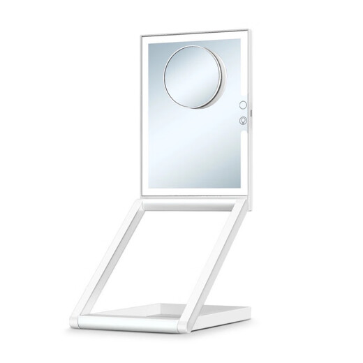 SF PHOELOP Smart LED Folding Storage Mirror 10x Magnifying Mirror Living Room Bedroom Cosmetic Mirror White with Magnifying Glass and Storage Bag