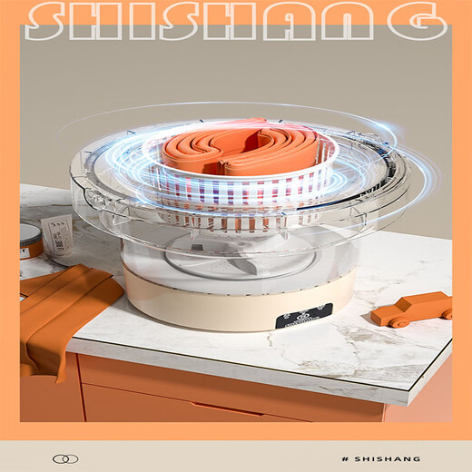 Laundry Cup Double Bucket Underwear Small Portable Fully Automatic Double Cup Sock Washing Machine Small Portable Sunshine Orange 6L Round Style Blue Light + Dehydration + Spin Drying + Timing + Drainage Blue