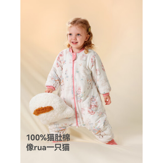BETUS new product baby split-leg sleeping bag autumn and winter anti-kick quilt, universal for all seasons, cat belly cotton, constant temperature, double layer for spring and autumn_room temperature 20-26, Bear in Wonderland, S size, suitable for height 60-85cm, recommended age 6-18 months