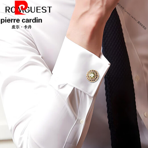 Pierre Cardin (Pierre Cardin) France imported quality golden green diamond flower wheel French shirt cufflinks cuff nails business men's cuff nails shirt button sleeves X195 gold green diamond flower wheel