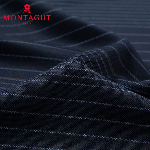 MONTAGUT mulberry silk & brushed lining men's autumn and winter long-sleeved striped POLO shirt with lapel casual business middle-aged and elderly gray blue one size fits all 46 165/84A 120Jin Jin equals 0.5kg within