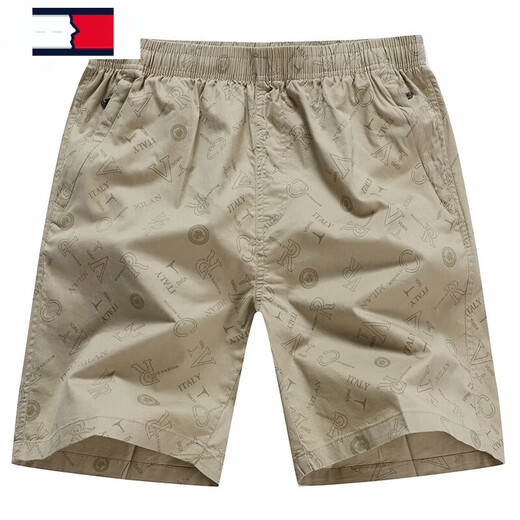 TOME BORNEK pantalon cinq points homme été pur coton haut de gamme rouge pantalon de plage sport maison grand pantalon short ample porté à l'extérieur Kaki 9277 poche avec fermeture éclair L 90-120Jin Jin est égal à environ 0,5 kg