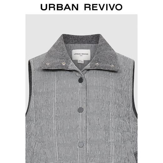 UR2025 Winter New Children's Clothing Girls Simple Contrast Color Lapel Plaid Vest Cotton Clothes UGU150018 Black Plaid 110