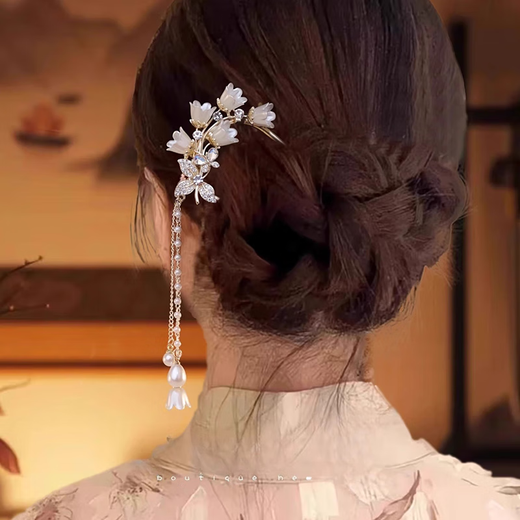 Crystal u-shaped hairpin, tassel hairpin for women, new Chinese style hairpin, ancient style hairpin, ball head, practical hairpin