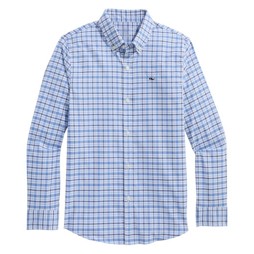 Vineyard vines boys Bellamy plaid performance cotton shirt Ocean Splash 5