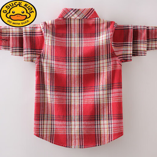 G.duck3-15 years old boys plaid shirt autumn and winter fashionable children's cotton long-sleeved shirt boy cardigan jacket orange 120 cm