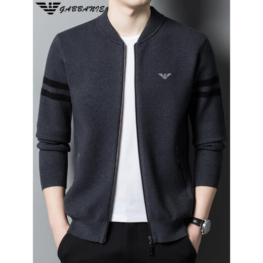 FALAMONE 2025 Men's Wool Knitted Cardigan Jacket Fashion Casual Trend Men's Outerwear Zip Jacket Sweater ANG/22832 Black M 165 Recommended weight 90-115 Jin Jin equals 0.5 kg