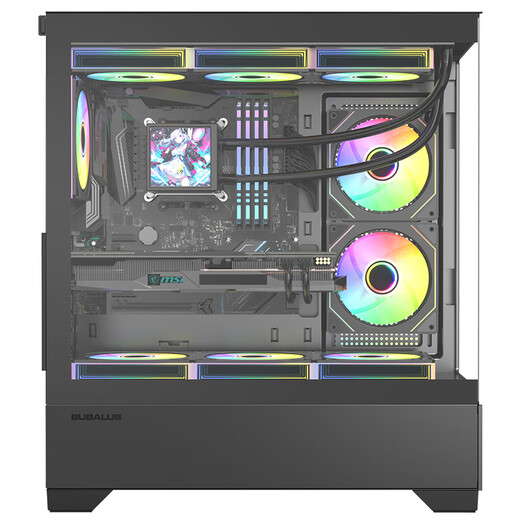 大水牛（BUBALUS）玄之境黑色 无立柱海景房电脑主机箱（支持ATX主板/360水冷位/钢化玻璃/长显卡/垂直风道）