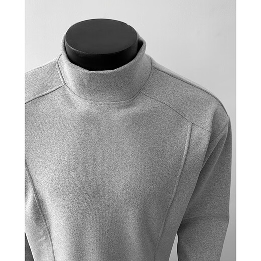 Junyin Half Turtle Collar German Velvet Bottoming Shirt Men's Spring and Autumn Long Sleeve T-Shirt Men's Warm Mid-Collar Slim Fit Top Deconstructed Sweatshirt Light Gray XL
