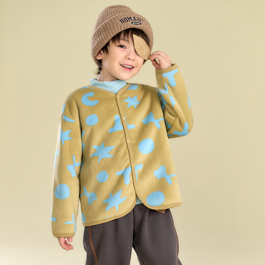 棉花堂【不易起球】童装儿童双面穿外套秋冬开衫男童女童连帽上衣xl 趣味几何 100