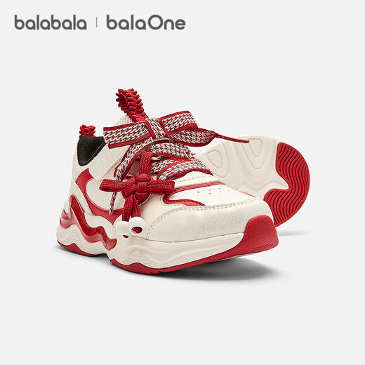 Balabala children's shoes girls' sports shoes 2026 spring and autumn new baby shoes breathable running shoes new year red sweet non-slip