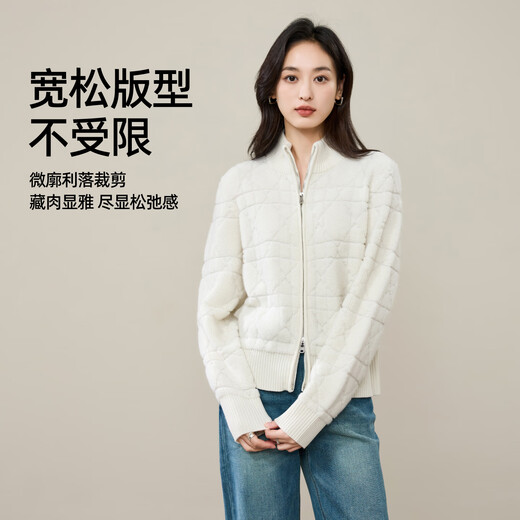 ESE-Y Yiyang 100% Wool Cardigan Women's 2025 Winter New Half-Turtle Collar Casual Loose Slim Thick Sweater Jacket Dark Gray M