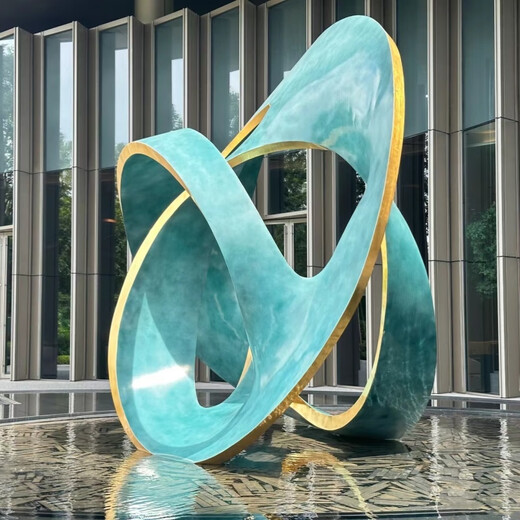 Hui Yilin stainless steel special-shaped ring sculpture custom abstract metal outdoor landscape garden water feature moon luminous ornament red