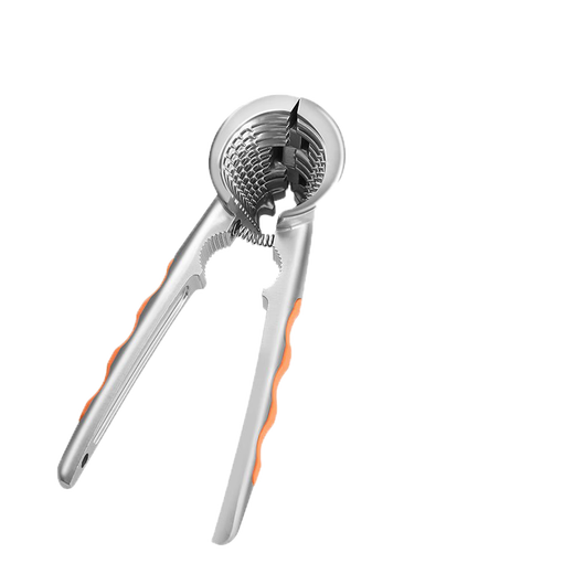 Walnut clipper, household artifact, hazelnut pliers for cracking nuts, shell breaker, multi-functional peeling and peeling tool, four-clamp upgraded anti-slip model, orange (suitable for large and small nuts)