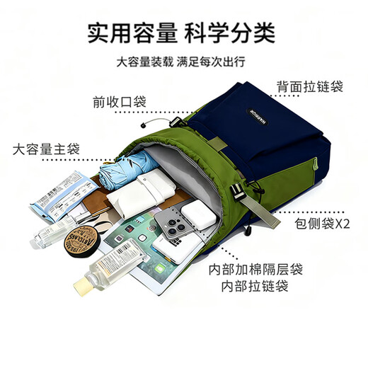 Рюкзак для женщин с откидной спинкой, красивый, легкий дорожный рюкзак, водонепроницаемая сумка для пригородной школы, сумка для компьютера большой емкости для студентов колледжа, зеленая, вмещает 15-дюймовый компьютер, одна сумка