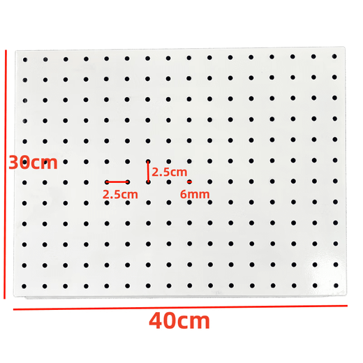 Perforated board iron magnet can be attached to the wall, desk storage, jewelry, stationery, millet badge display stand, round hole thickening, one 30*40cm white perforated board, free nail-free stickers included. Each perforated board comes with two