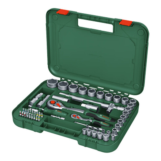 Bosch (BOSCH) Auto Repair Set Ratchet Socket Wrench Set Flying Wrench Small Flying Wrench Large Flying Wrench Ratchet Set Multi-Function Wrench 57 Pieces (1/4 + 1/2) Socket Wrench Set