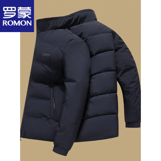 ROMON short cotton coat men's winter casual thickened cotton jacket middle-aged and elderly dad's winter coat down jacket LW-8803 Navy blue 3XL 190 suitable for 140-155Jin Jin equals 0.5 kg