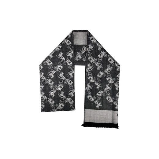 COACH Scarf Carriage Logo Large Velvet Scarf Women's Gray Black Default Packaging