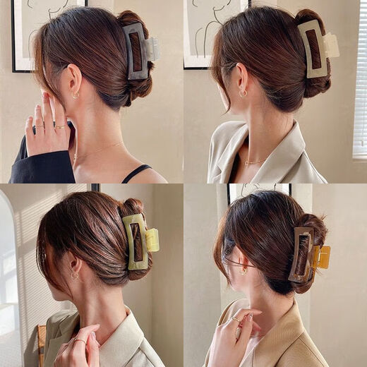 Simple Square Hair Clip for Women Elegant and Temperamental Jelly Color Acrylic Shark Clip Headwear Back of Head Hair Clip Square Jelly Green 8.5CM