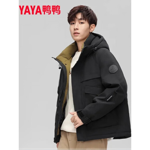 YAYA (YAYA) down jacket for men and women short 2025 winter new casual thickened large size white duck down work jacket for small people 6837 Khaki S Recommended 110Jin Jin is equal to within 0.5 kg