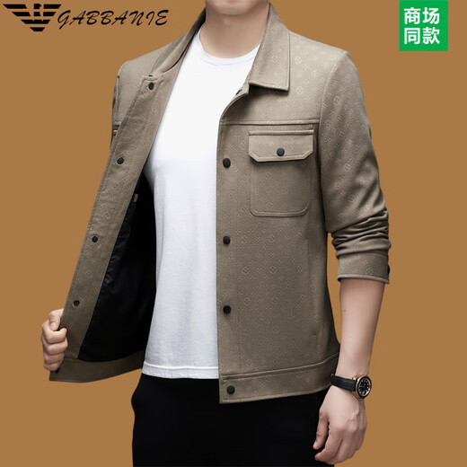 AX Armani men's jacket autumn and winter new style lapel jacquard jacket for men European and American simple high-end iron-free khaki L 175 recommended 126-14Jin Jin equals 0.5 kg