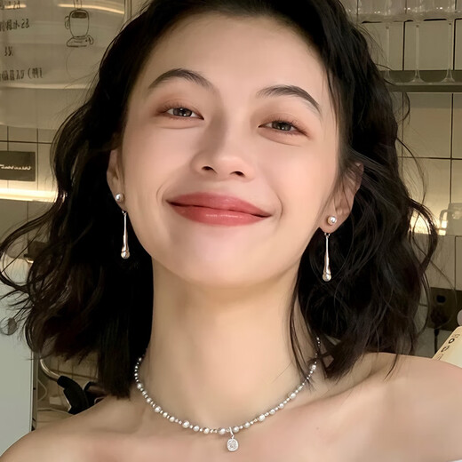 Xiangnan 999 Silver Needle Water Drop Pearl Earrings 2025 New Niche Design Popular Earrings Women's Fashion Personalized Earrings 999 Silver Needle Water Drop Pearl Earrings (Pair)