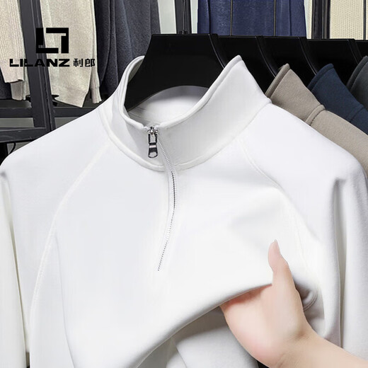 LILANZ official spring men's sweatshirt half-zip stand collar cotton clothes men's casual T-shirt men's jacket flagship official black 4XL