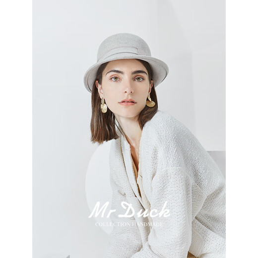 Mr DUCK autumn French style curled top hat Australian elegant fisherman basin hat for women with large head circumference MW36668-Ancient tea brown (retro basin hat) M (55-58cm)