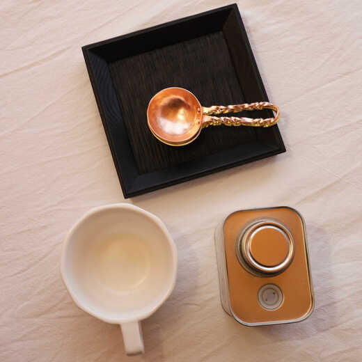 Shuangshan (SHIMOYAMA) handmade brass coffee spoon, copper coffee bean spoon, dessert spoon, brass tea spoon, measuring spoon, household creative copper spoon, brass spoon