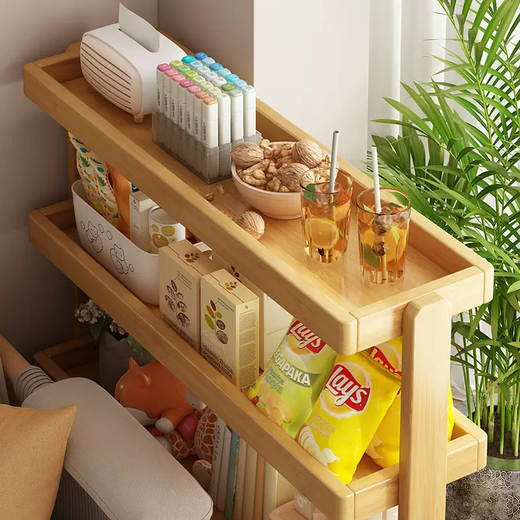 Yusenyi multi-functional storage rack for kitchen seasonings multi-layer floor-standing storage bookshelf snacks removable trolley pendulum original color 60CM long