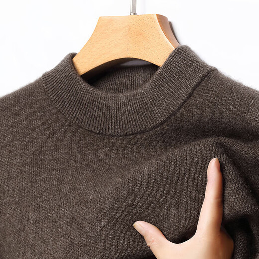 Deer King Optim 100 Pure Cashmere Sweater Men's Small Turtle Neck Double Ply Thickened Sweater High-end Men's Bottoming Sweater Honey Tea Gray 2XL 180 Recommended 155/170Jin Jin is equal to 0.5 kg