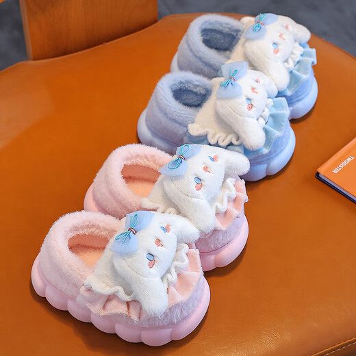 New autumn and winter children's cotton slippers cute cartoon boys and girls indoor girls' slippers infant baby cotton shoes upgraded version purple-slippers 12 26/27 size inner length 16CM