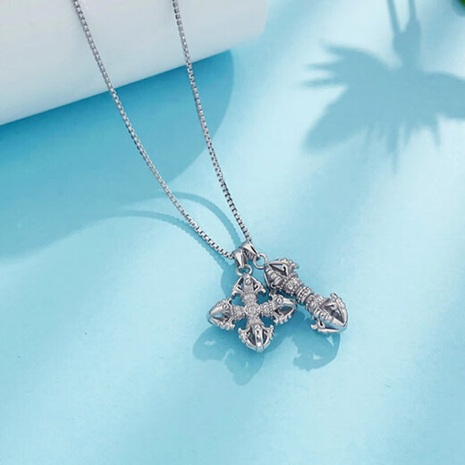 Lao Fengxiang solid platinum adjustable Ruyi one-word vajra cross vajra set chain platinum jewelry white gold about 11.13g