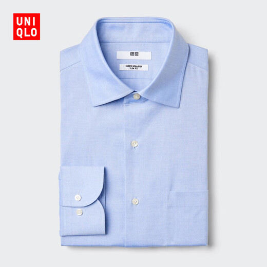 Uniqlo Men's High-Performance Slim-fit Wrinkle-Resistant Shirt/Long-Sleeved Shirt Business Commuting 477994 475902 477994/60 Light Blue M