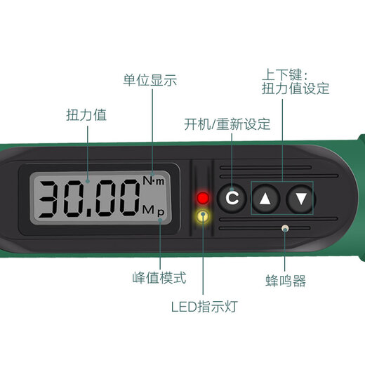 PLARZ China Taiwan imported exchangeable head digital display torque wrench adjustable movable open head torque wrench preset 9*12mm torque 3-60N.m accuracy 2%
