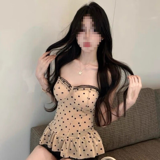 Fishbone sexy slimming polka dot camisole summer new temperament tube top strapless top commuter long style women strapless (brown one size)