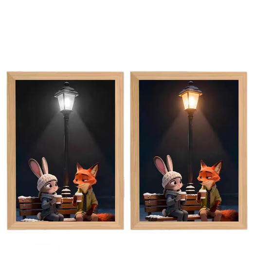 Zootopia 2 surroundings Judy Rabbit Police Officer Nick Fox Nick Living Room Background Sofa Decoration Light Painting Judy/Nick L Zootopia Light Painting 1 Douyin Same Style A4 Sketch Charging Model