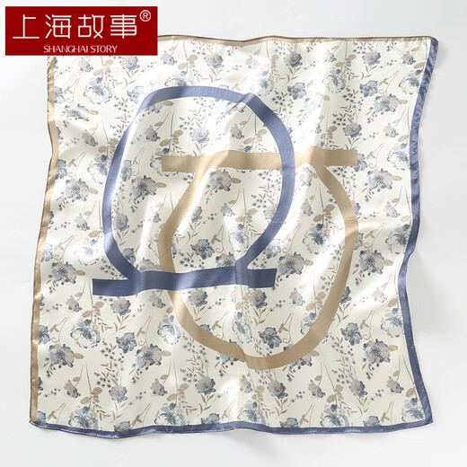 上海故事真丝丝巾100%桑蚕丝小方巾女檀木梳围巾礼盒送妈妈节日生日礼物