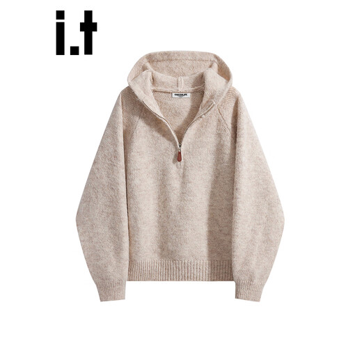 CHOCOOLATEit half-zip hooded sweater women's winter new Korean style pullover loose top, apricot color, one size