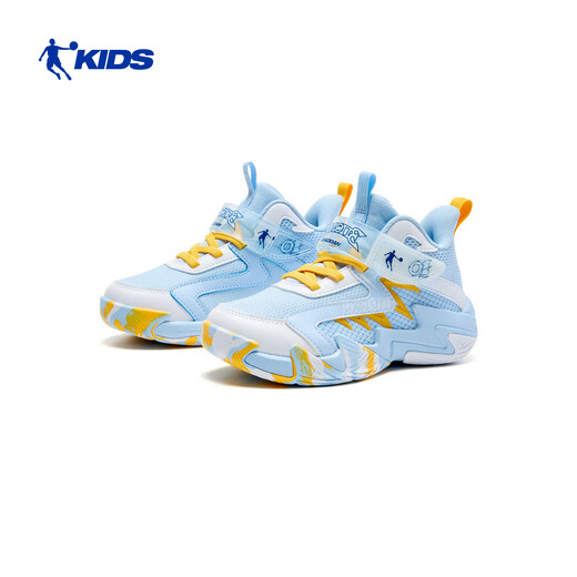 Jordan children's basketball shoes children's spring and autumn sports shoes boys' dense mesh training children's shoes Glacier Blue/Jordan White 28