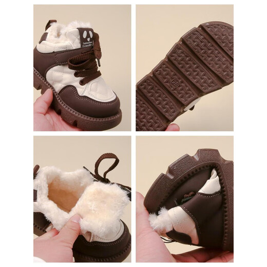 G.duck Little Yellow Duck Girls' Velvet Large Cotton Short Boots 2025 Winter New Children's Cotton Shoes Little Girls Thick Sole Non-Slip Winter Style 58XXI 36 Inner Length About 22CM