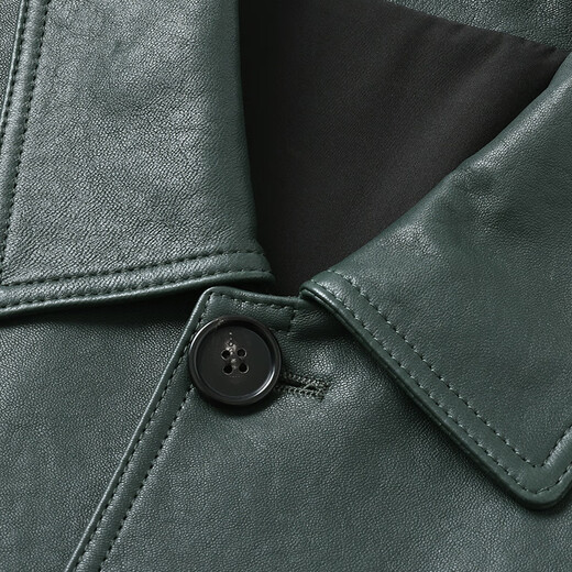 Haining leather jacket men's sheepskin 2025 winter slim short lapel leather jacket black L suitable for 110-130Jin Jin equals 0.5 kg