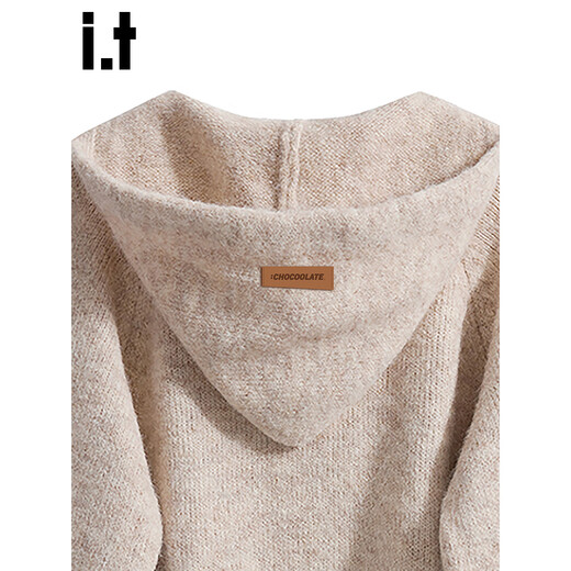 CHOCOOLATEit half-zip hooded sweater women's winter new Korean style pullover loose top, apricot color, one size