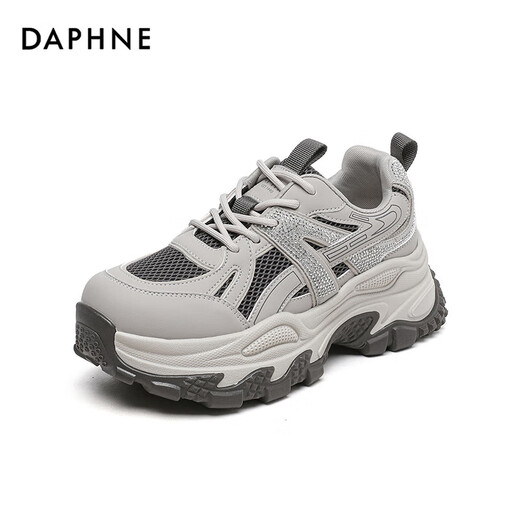 DAPHNE Daphne thick-soled dad shoes, women's velvet warm cotton shoes, winter new versatile height-increasing casual platform sneakers winter gray single layer heel height 5.5cm 40 (250mm) standard size